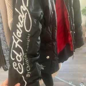 Black ed-hardy goose feathers jacket